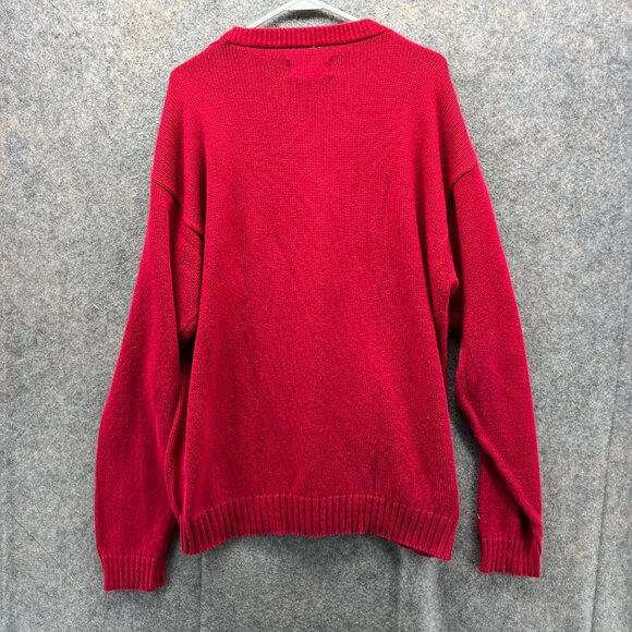 Eddie Bauer Sweater Men Large Tall Adult Red Crewneck Pullover Casual Chunky Vtg - Picture 10 of 12